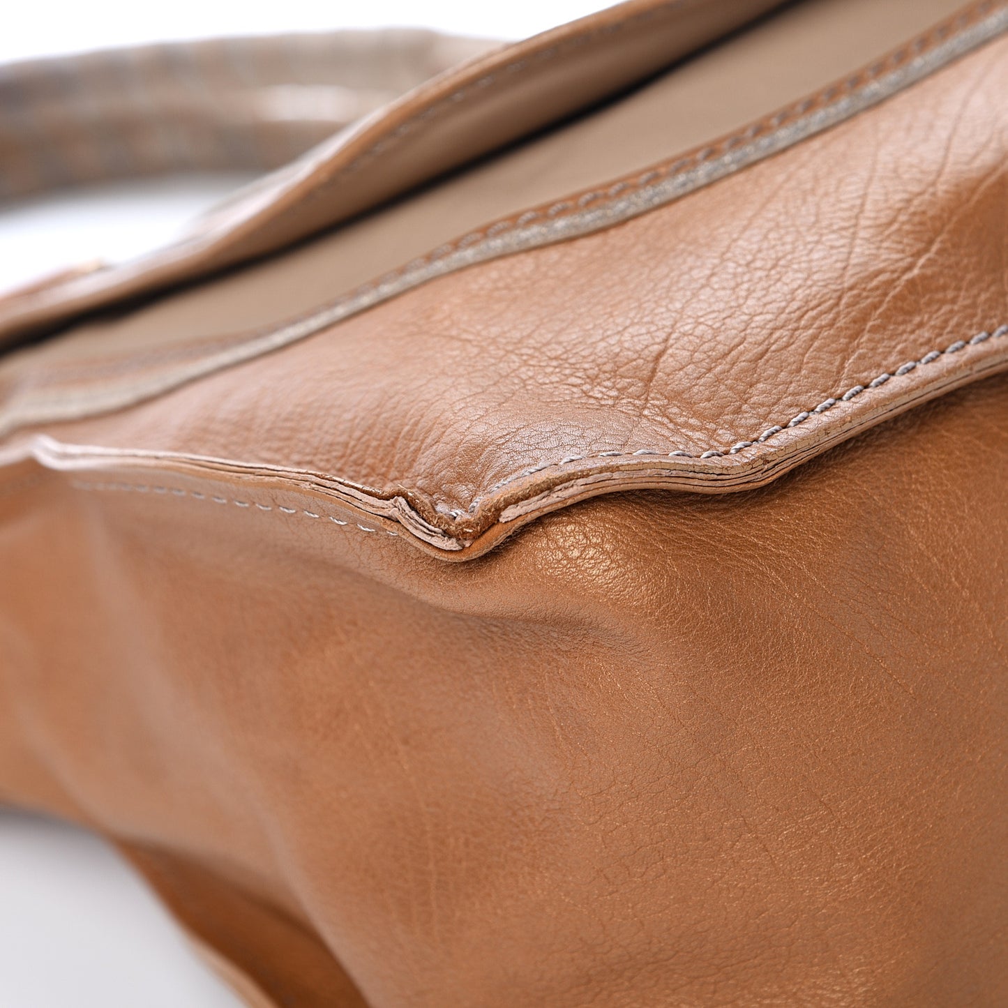Metallic Calfskin Medium Marcie Satchel Brown