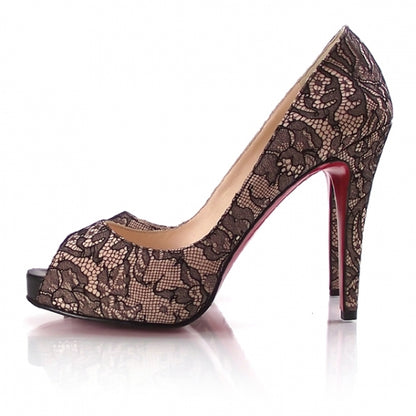 Christian Louboutin Lace Yo Yo Zeppa Platform Peep Toe Pumps 38.5 2 of 7