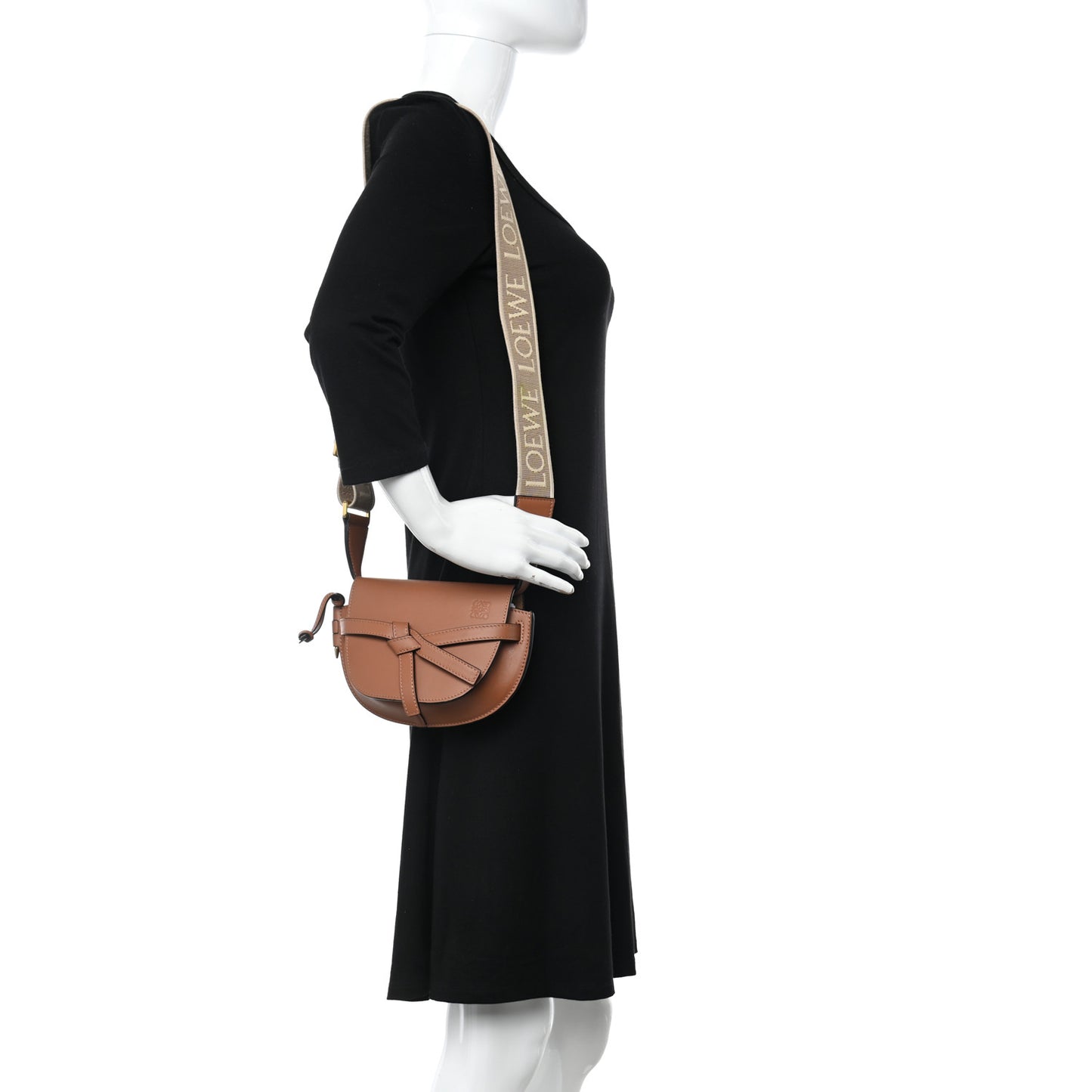 Calfskin Jacquard Mini Gate Dual Bag Tan