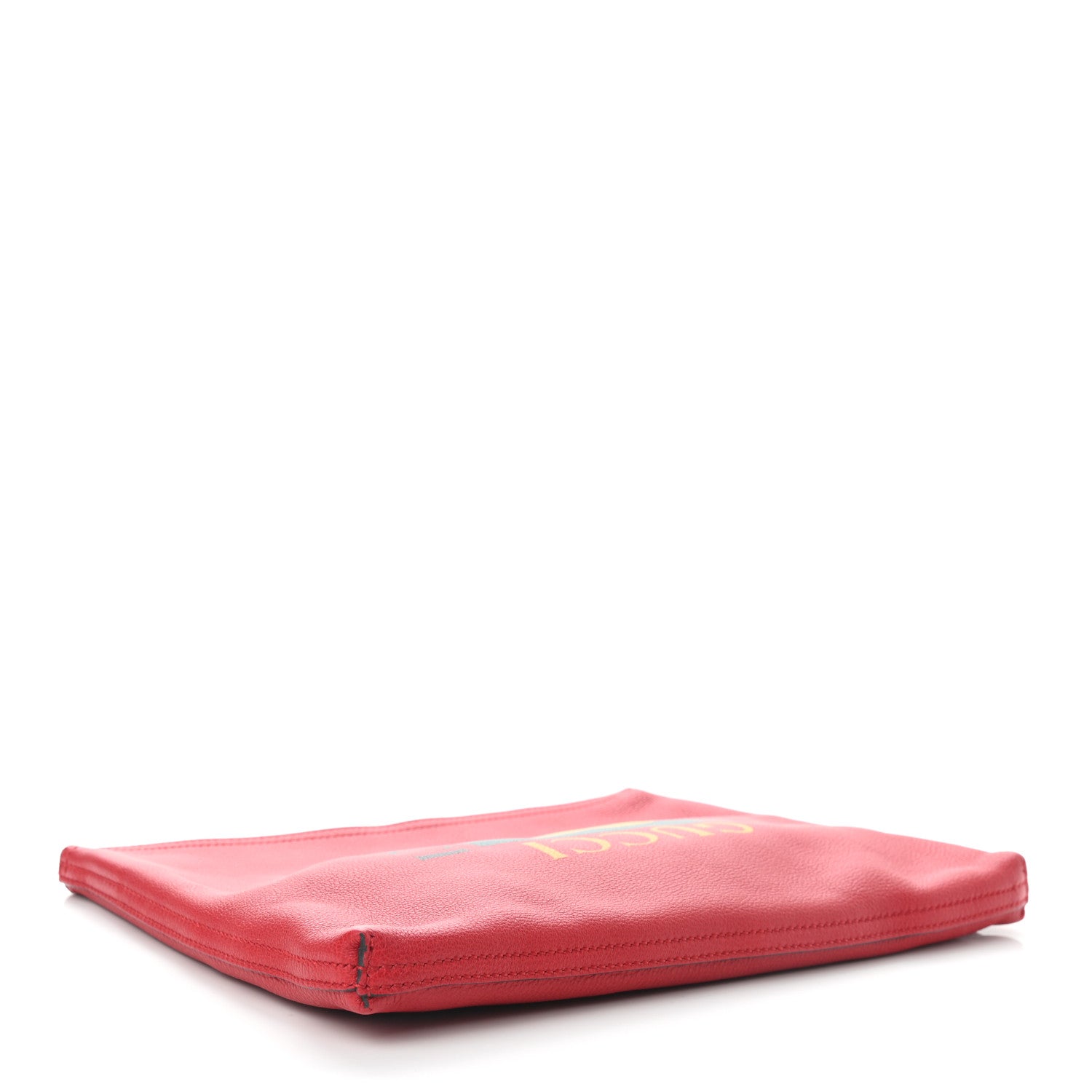 Gucci Pebbled Calfskin Medium Logo Portfolio Clutch Hibiscus Red 4 of 7