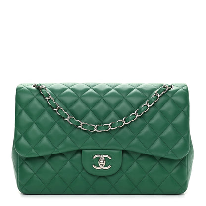 Chanel Lambskin Quilted Jumbo Double Flap Green 1 of 11