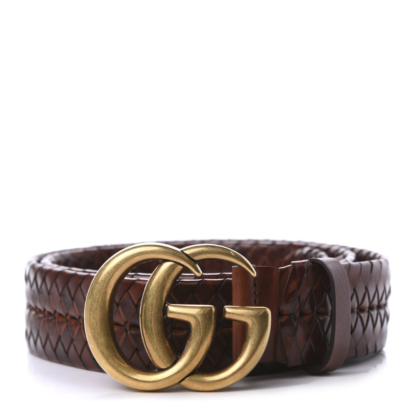 Calfskin Braided Double G 40mm Belt 95 38 Cuoio Bruciato