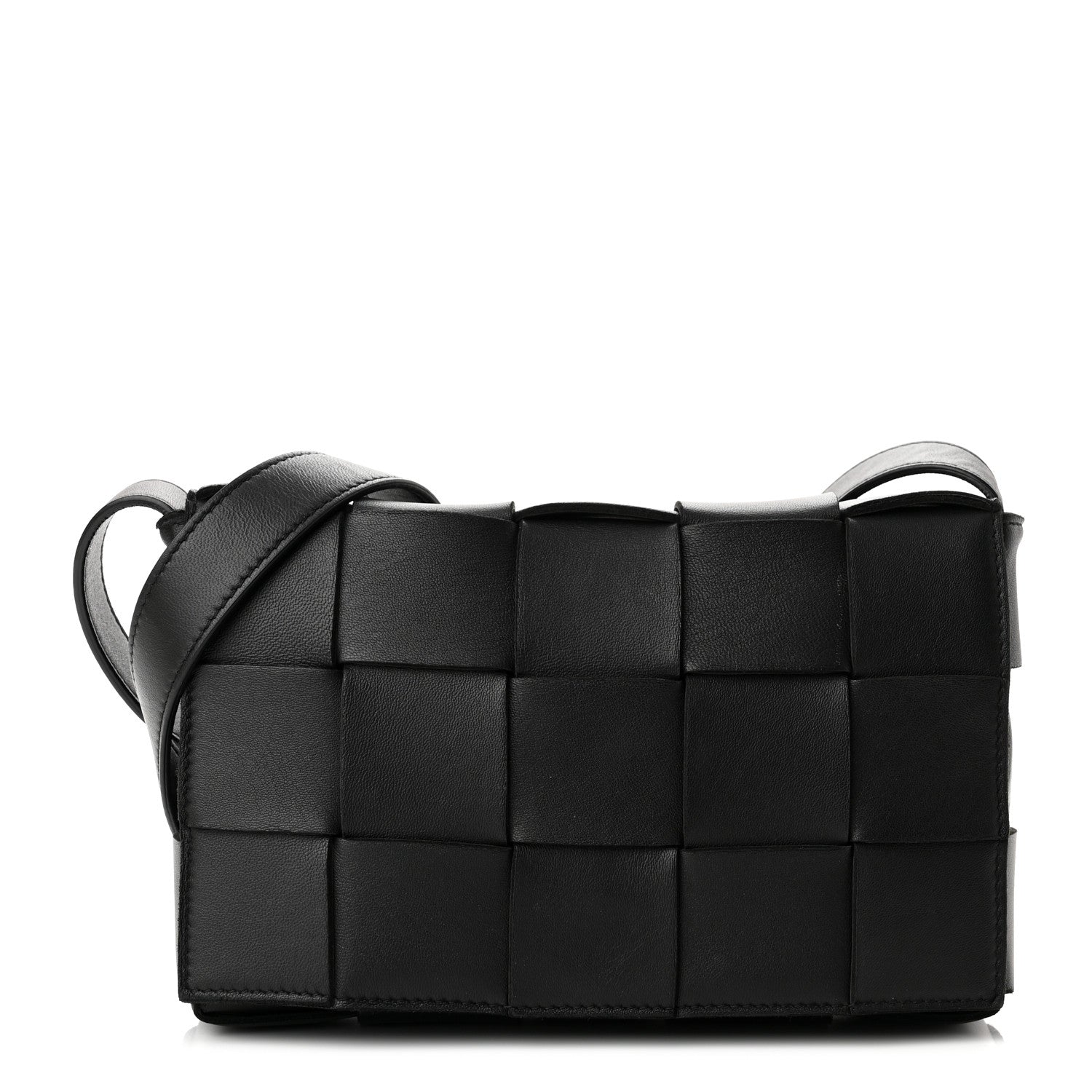 Bottega Veneta Lambskin Maxi Intrecciato Cassette Crossbody Bag Black 1 of 9