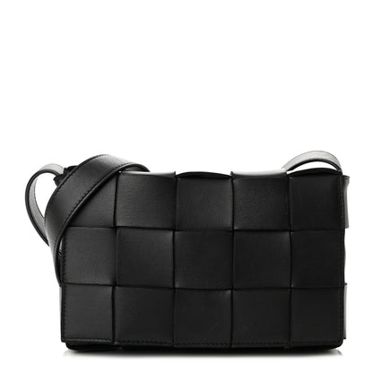 Bottega Veneta Lambskin Maxi Intrecciato Cassette Crossbody Bag Black 1 of 9