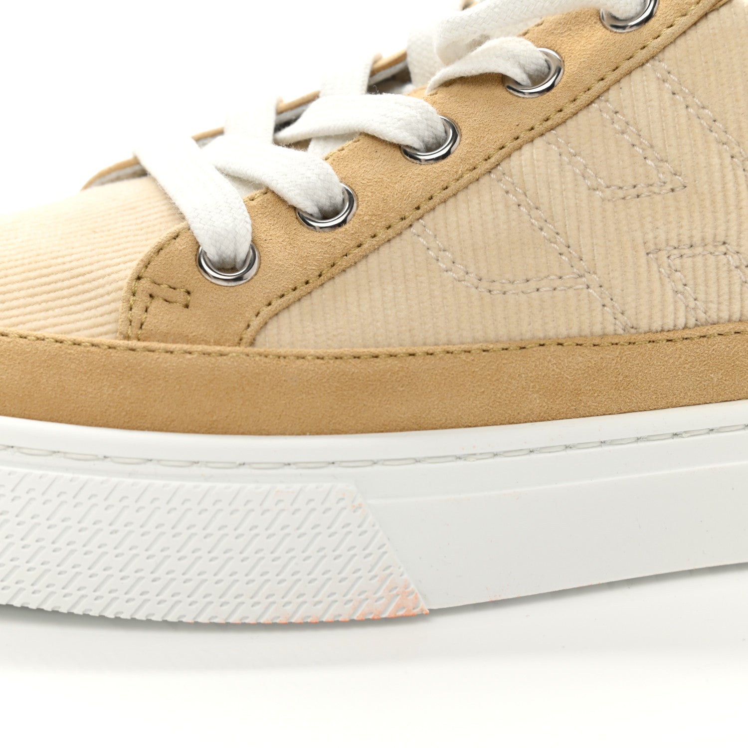 Hermes Fabric Ribbed Suede Goatskin Deep Sneakers 36 Beige Crin 10 of 10