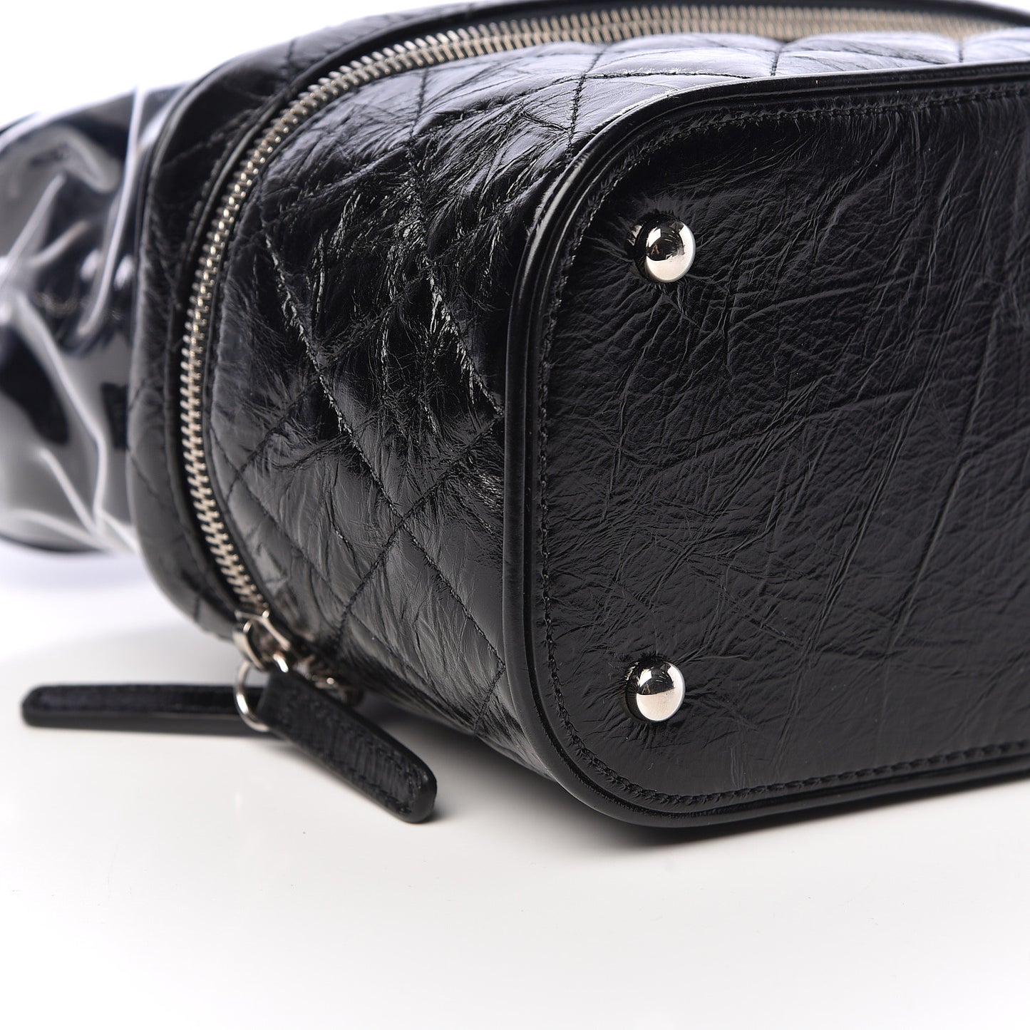 Crumpled Calfskin PVC Quilted Backpack Black