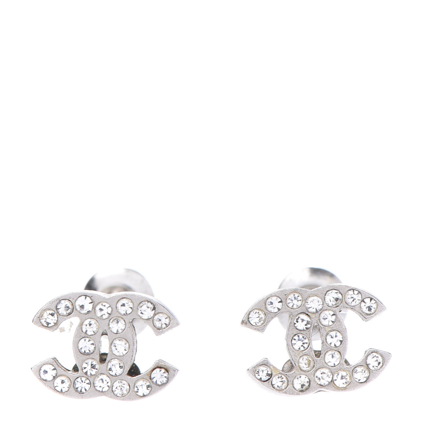 Chanel Crystal Mini Timeless CC Earrings Silver 1 of 4