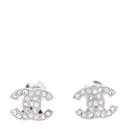 Chanel Crystal Mini Timeless CC Earrings Silver 1 of 4