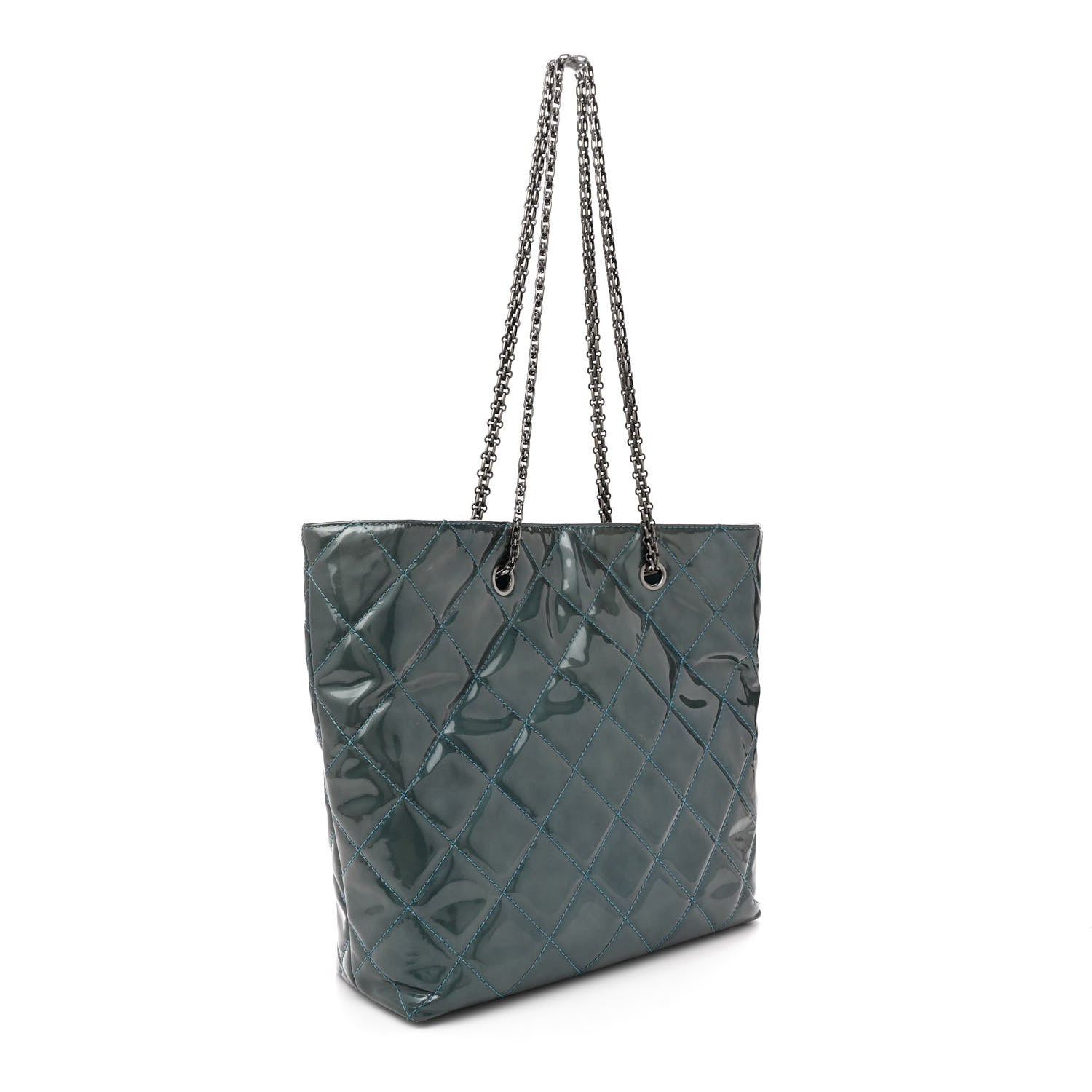 Chanel Patent Quilted Quilted Reissue 2.55 Tote Blue 3 of 12