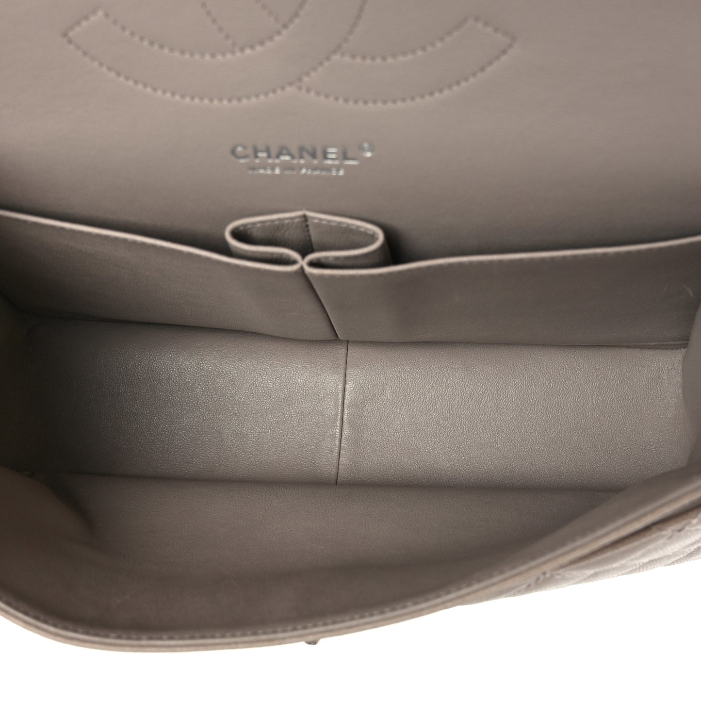 Washed Caviar Quilted Jumbo Double Flap Taupe