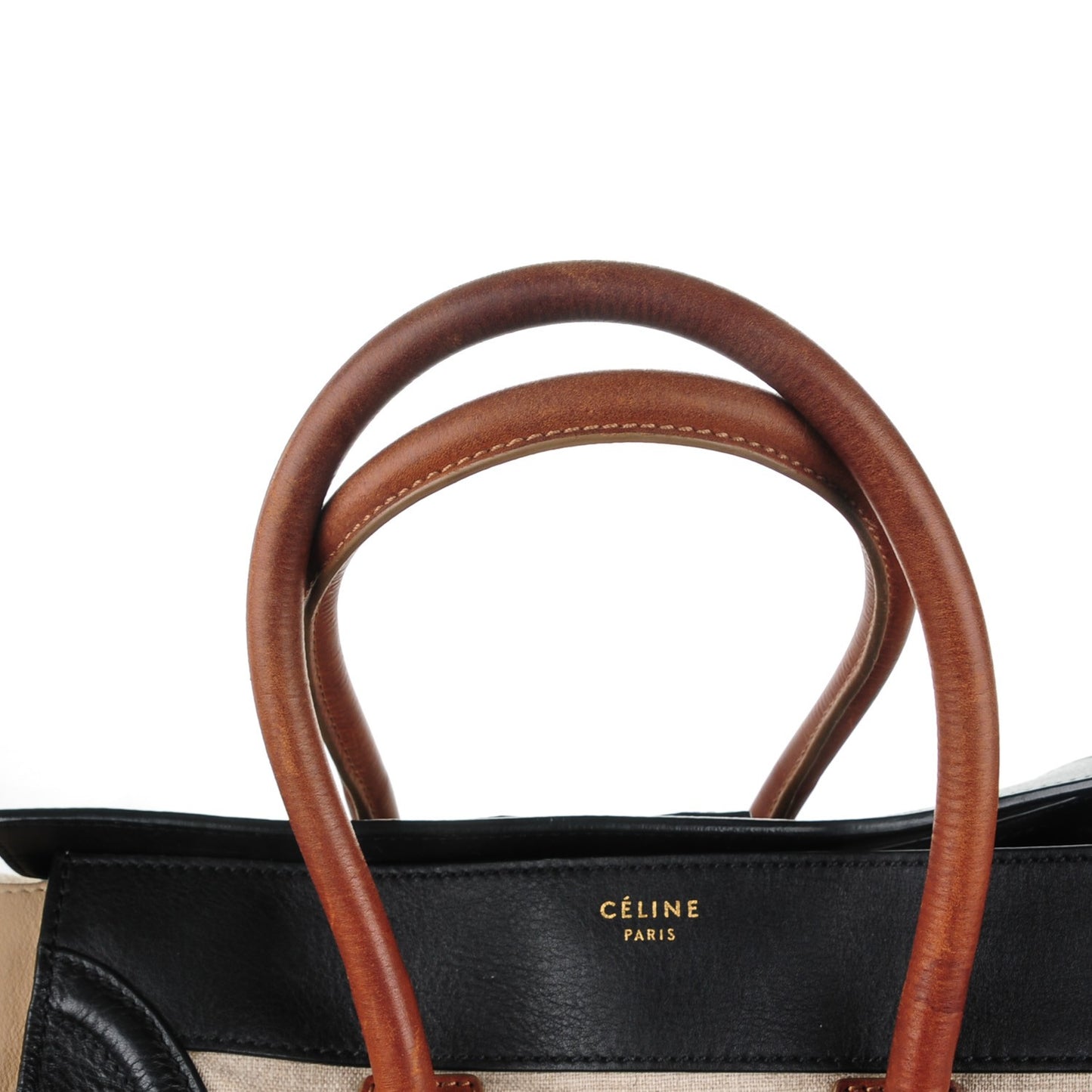 Calfskin Linen Mini Tri-Color Luggage Beige