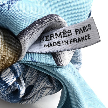Hermes Silk Blla A L'Ombre Des Chouchou Scrunchie Blue 3 of 3