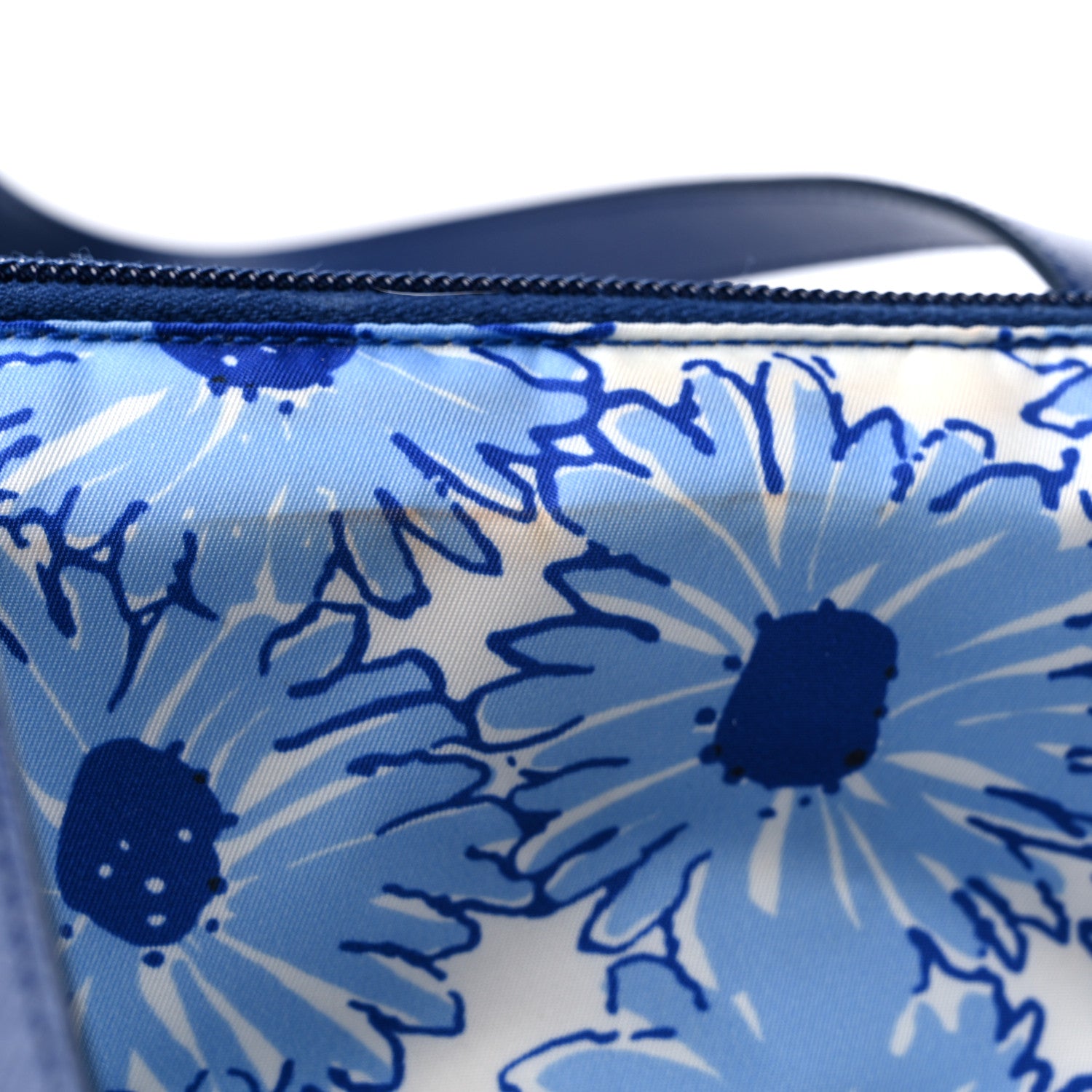 Prada Tessuto Nylon Saffiano Floral Print Tote Baltico Dis Primule 11 of 12