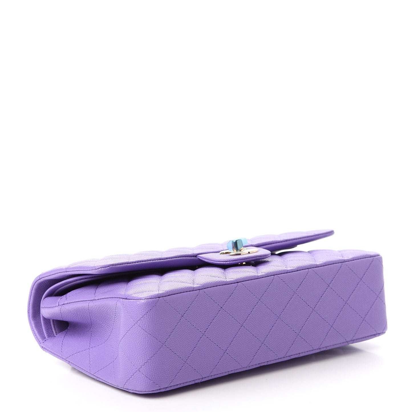 Caviar Quilted Medium Double Flap Purple