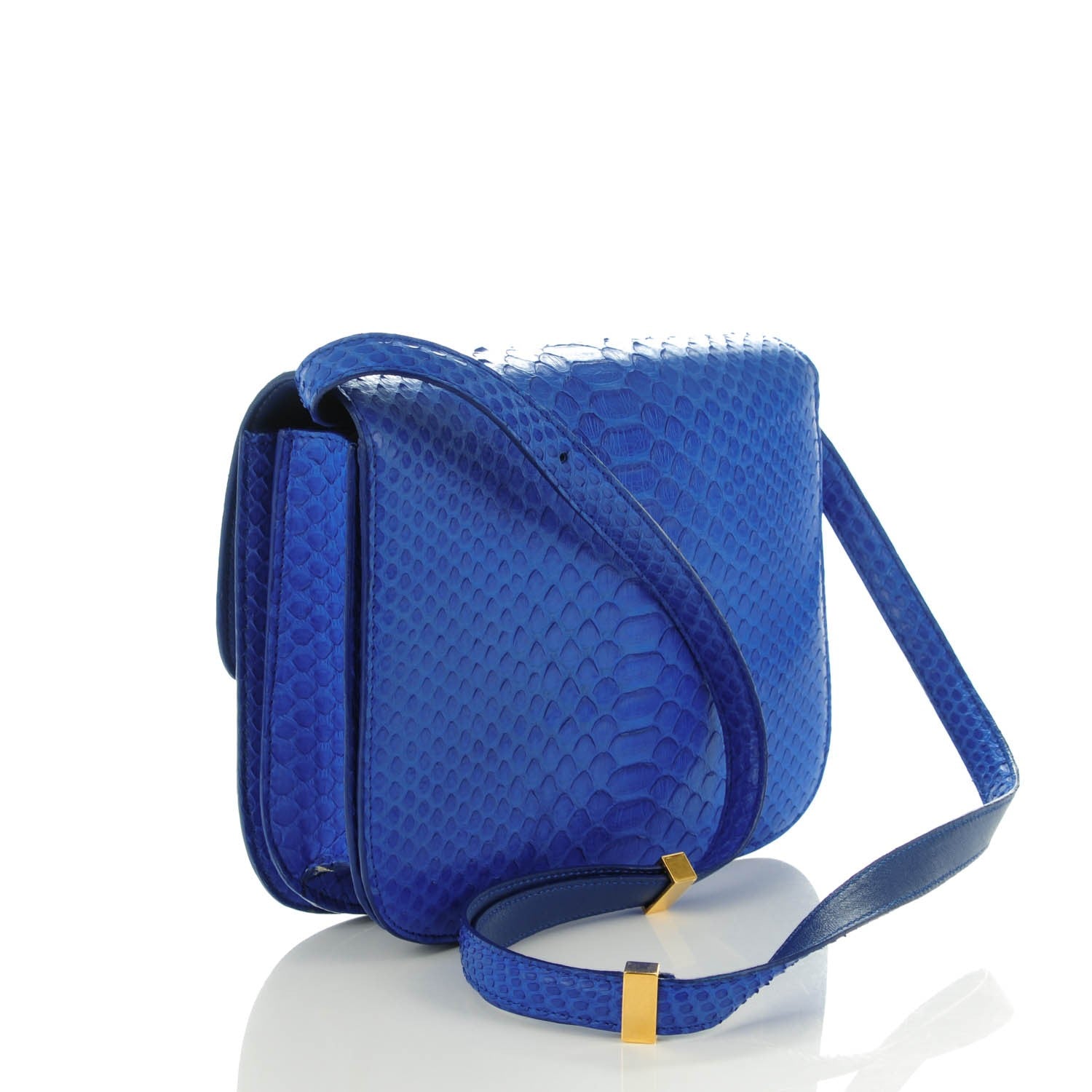 Celine Python Medium Classic Box Flap Bag Indigo 3 of 9
