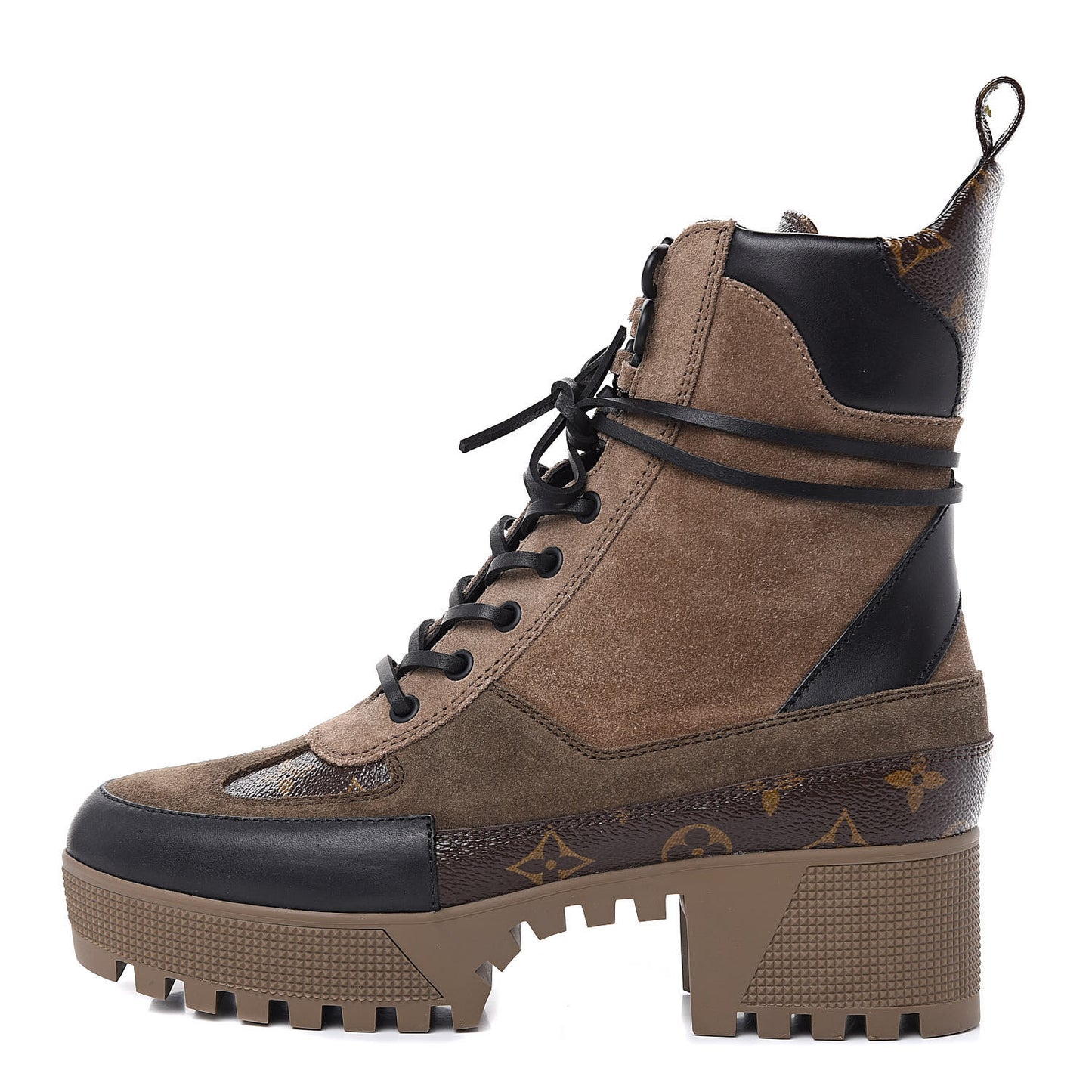 Suede Calfskin Monogram Laureate Platform Desert Boots 39 Taupe
