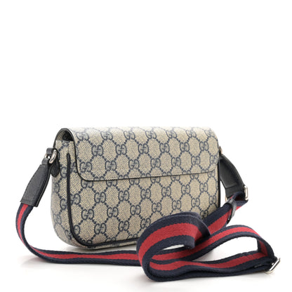 Gucci GG Supreme Monogram Textured Dollar Calfskin Web Mini Ophidia Envelope Shoulder Bag Beige Blue 3 of 10