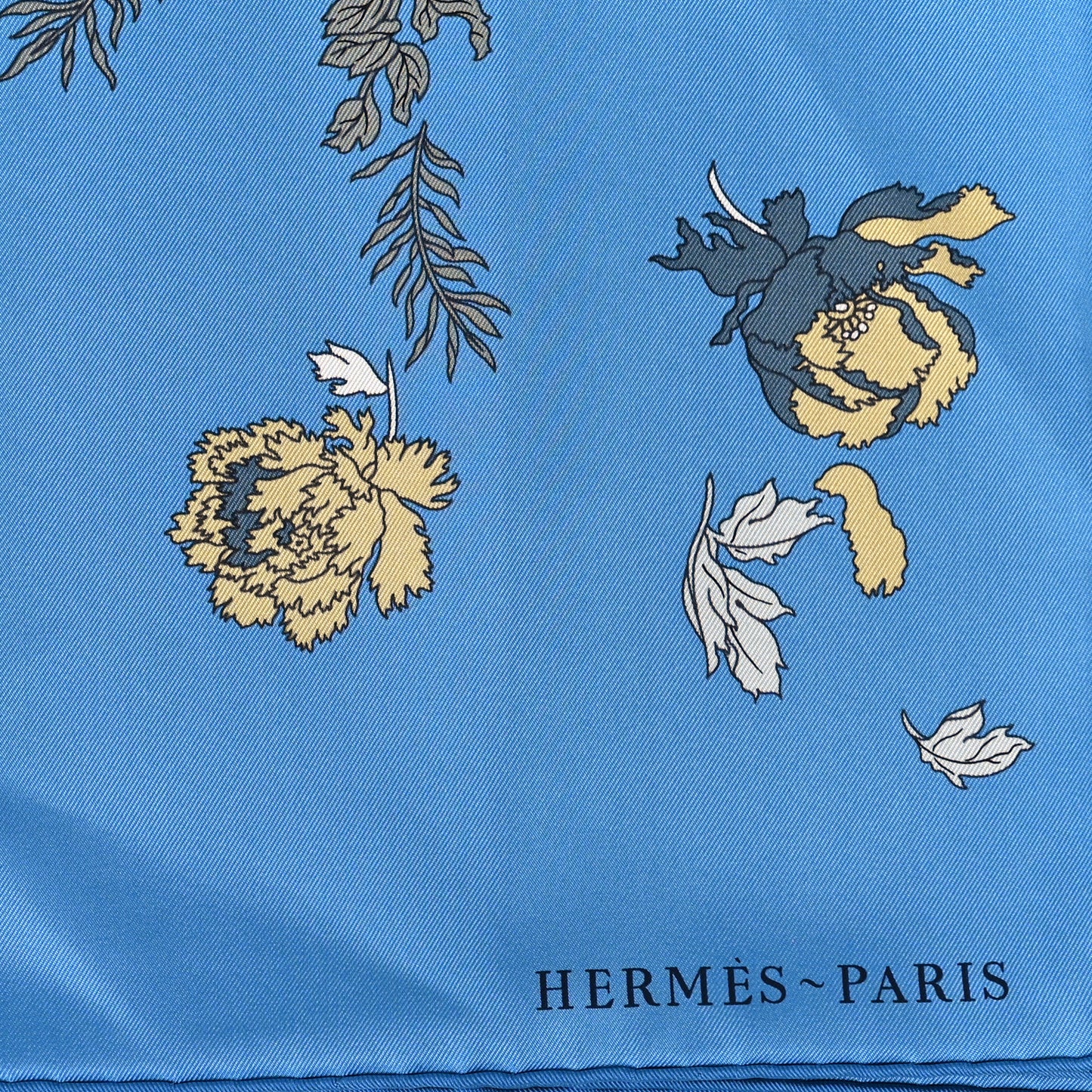 Silk Robe Legere Scarf 90 Bleu Azure Ocre Roux
