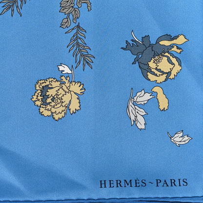 Hermes Silk Robe Legere Scarf 90 Bleu Azure Ocre Roux 2 of 3
