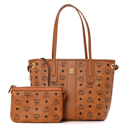 MCM Visetos Small Liz Reversible Shopper Tote Cognac 1 of 13