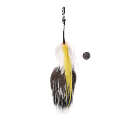 Fendi Fox Mink Goat Fur Mini Karlito Bag Charm White Black Flamingo 2 of 5