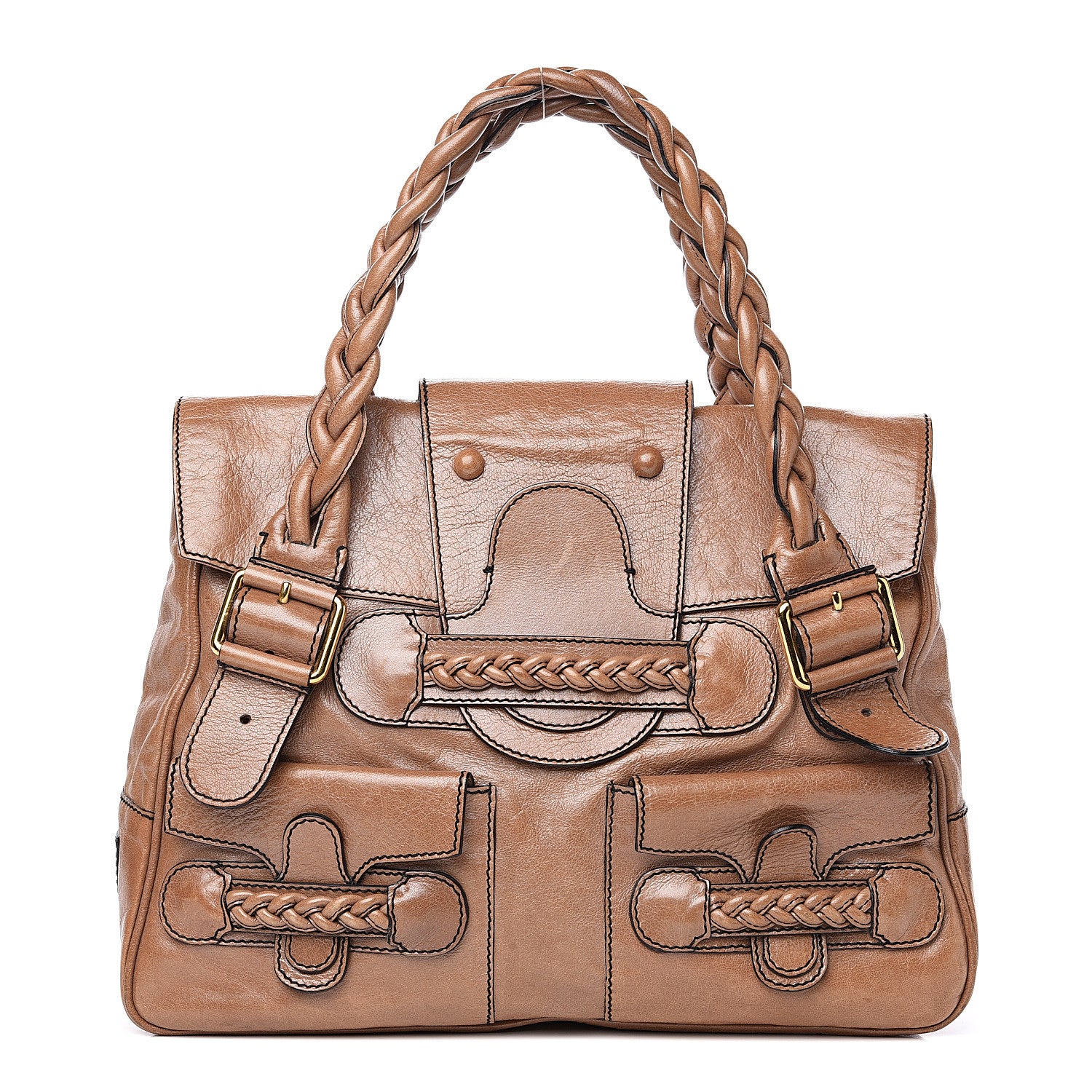 Valentino Garavani Calfskin Large Histoire Brown 1 of 14