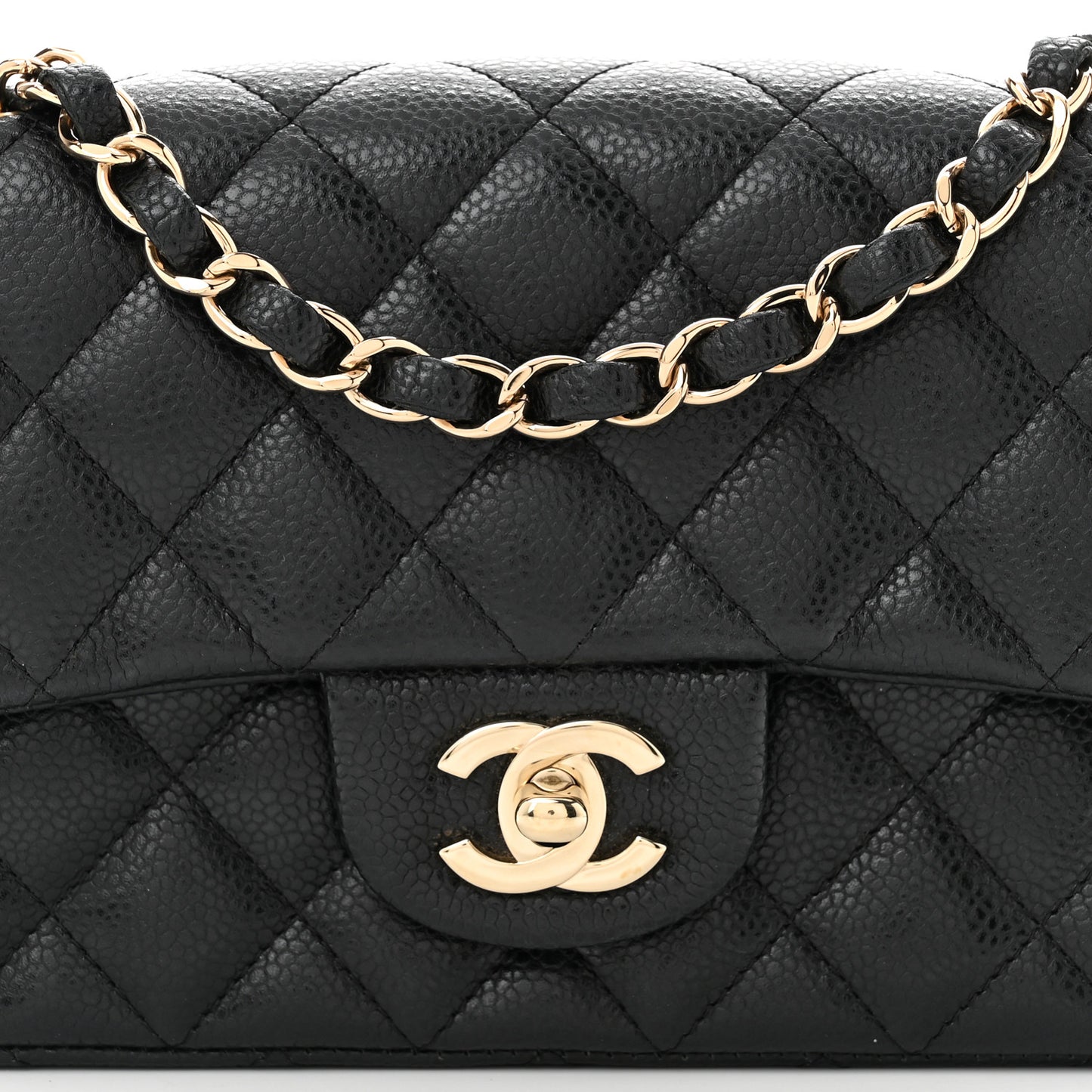 Caviar Quilted Mini Rectangular Flap Black