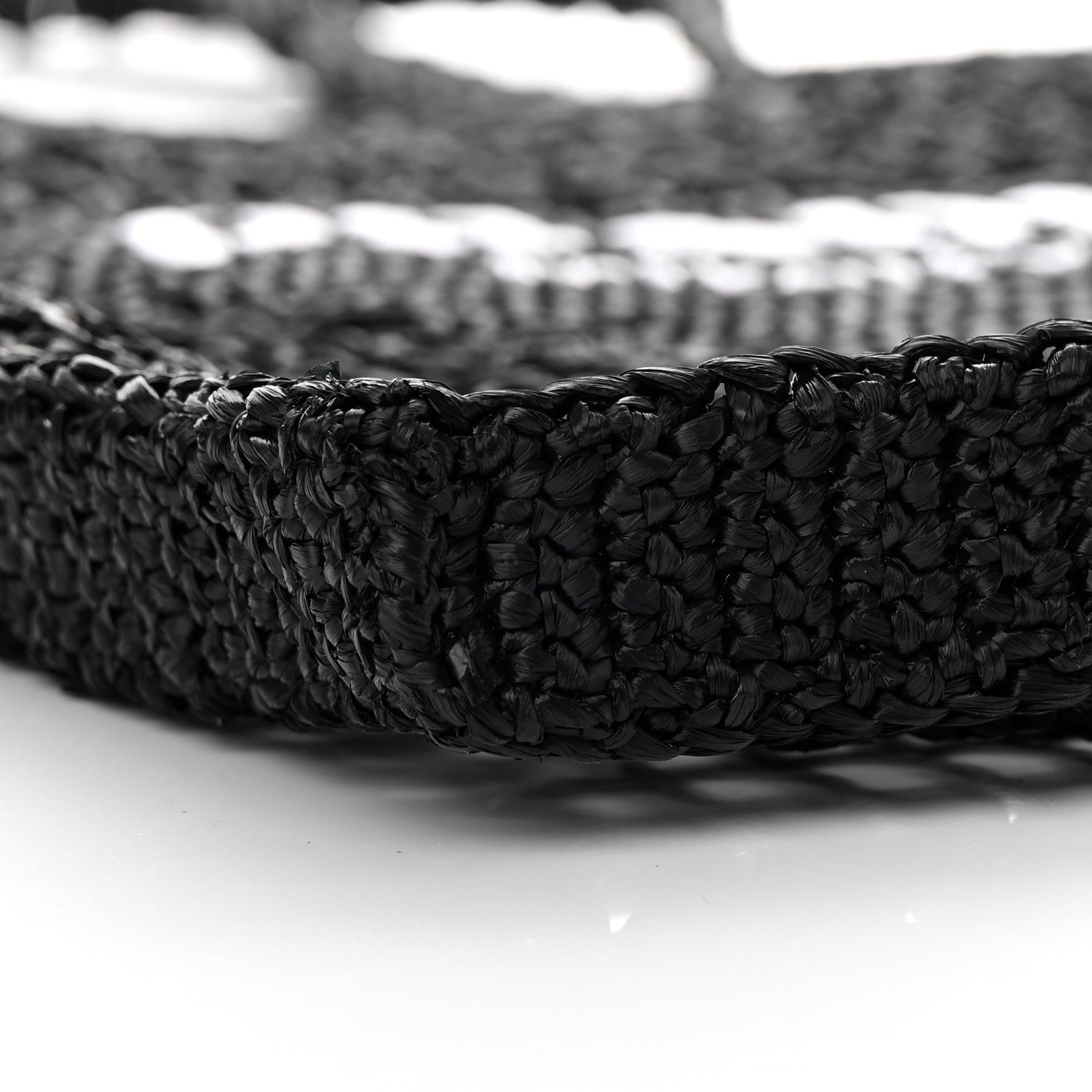 Prada Yarn Raffia Effect Crochet Logo Embroidered Tote Bag Black 6 of 12