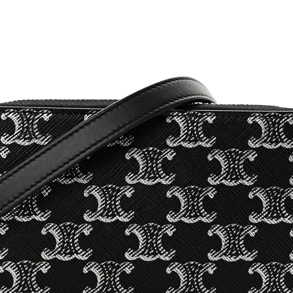 Celine Triomphe Canvas Horizontal Pouch Silver Black 9 of 14