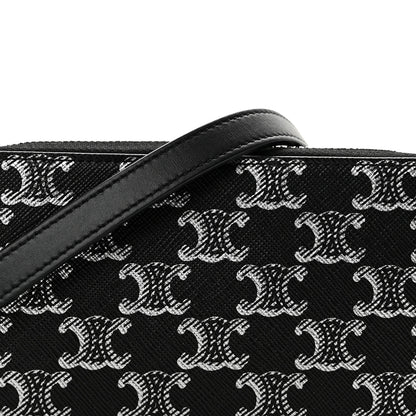 Celine Triomphe Canvas Horizontal Pouch Silver Black 9 of 14