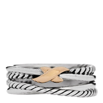 David Yurman Sterling Silver 18K Yellow Gold 6mm X Crossover Ring 54 6.75 1 of 4
