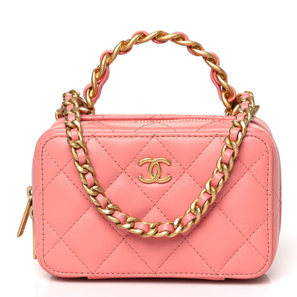 Chanel Lambskin Quilted Top Handle Mini Vanity Case Pink 1 of 10