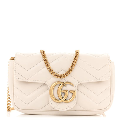 Gucci Calfskin Matelasse Super Mini GG Marmont Shoulder Bag White 1 of 13