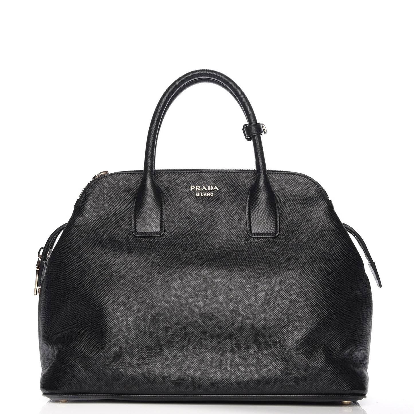 Saffiano Cuir Top Handle Dome Tote Black