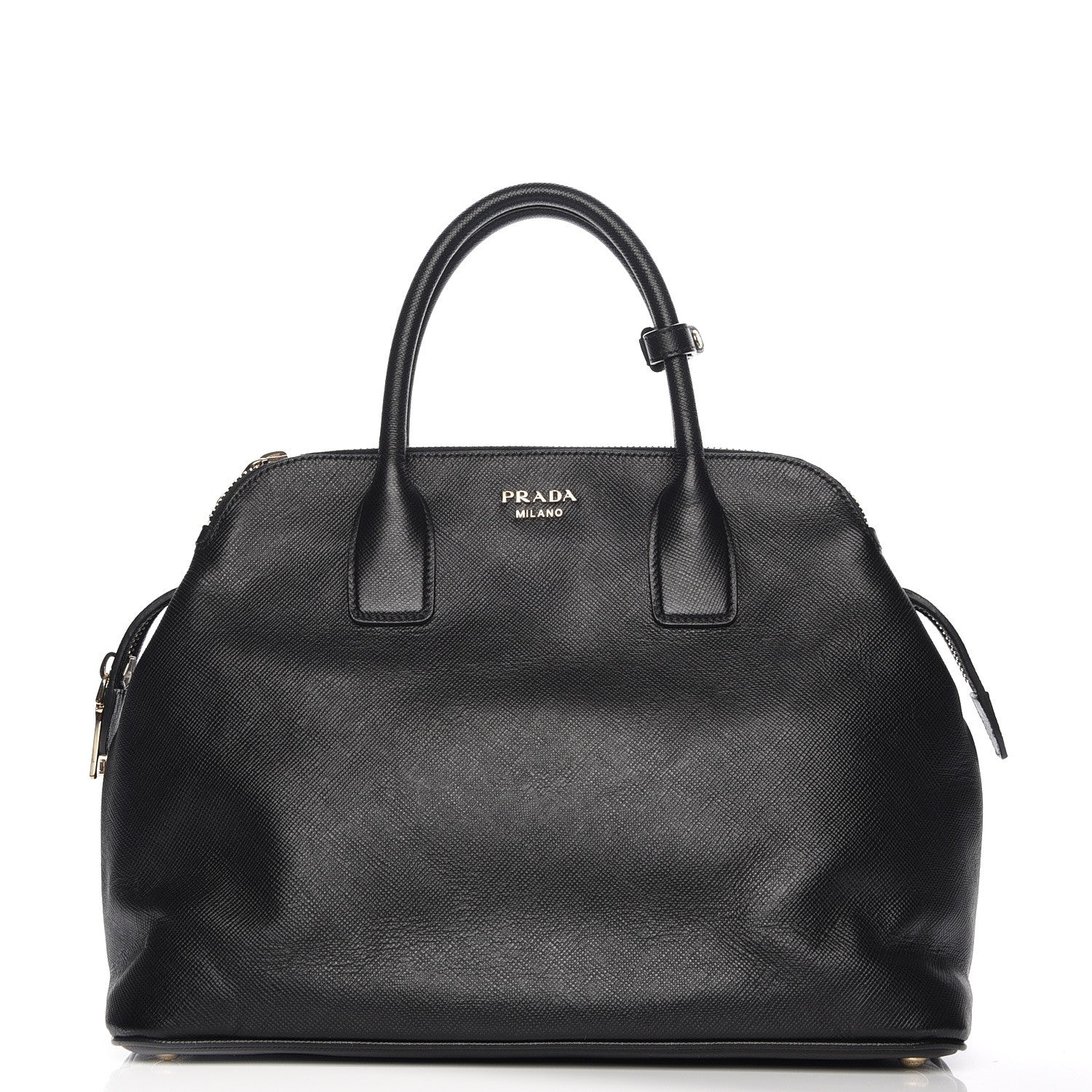 Prada Saffiano Cuir Top Handle Dome Tote Black 1 of 9