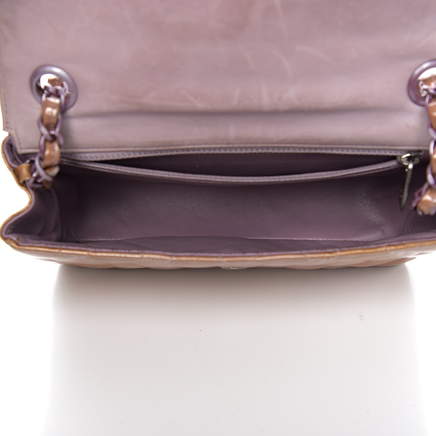 Chanel Patent Calfskin Quilted Mini Rectangular Flap Dark Beige 4 of 18