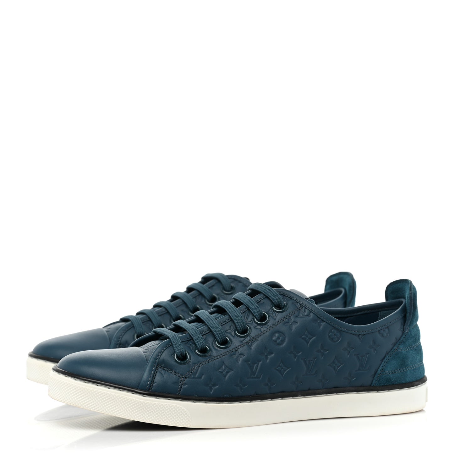 Calfskin Embossed Monogram Punchy Sneakers 38.5 Blue