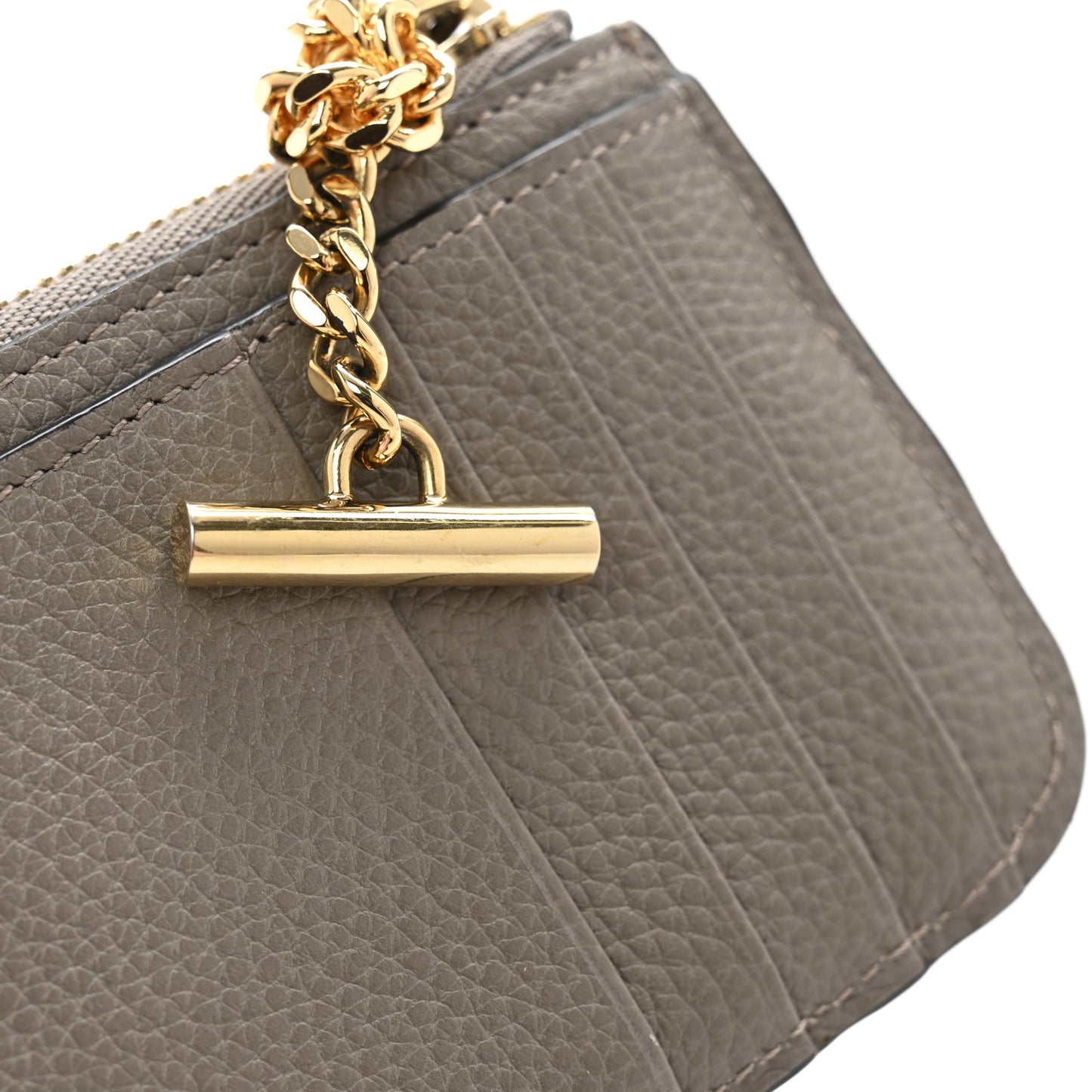 Grained Calfskin Drew Card Holder Motty Grey
