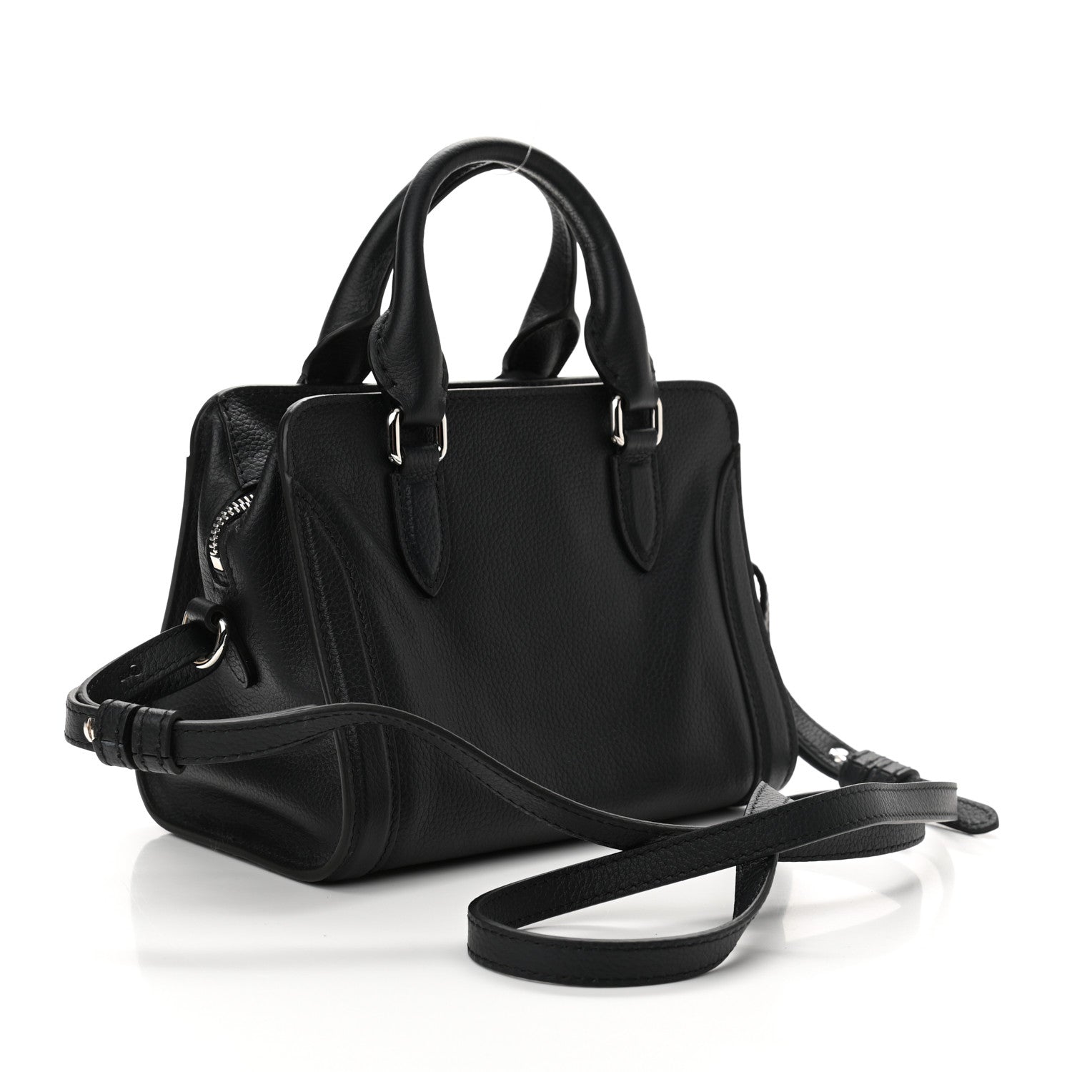 Alexander McQueen Pebbled Calfskin Mini Padlock Navy 3 of 11