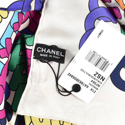 Chanel Silk Twill Printed Bandana Ecru Black Multicolor 3 of 3