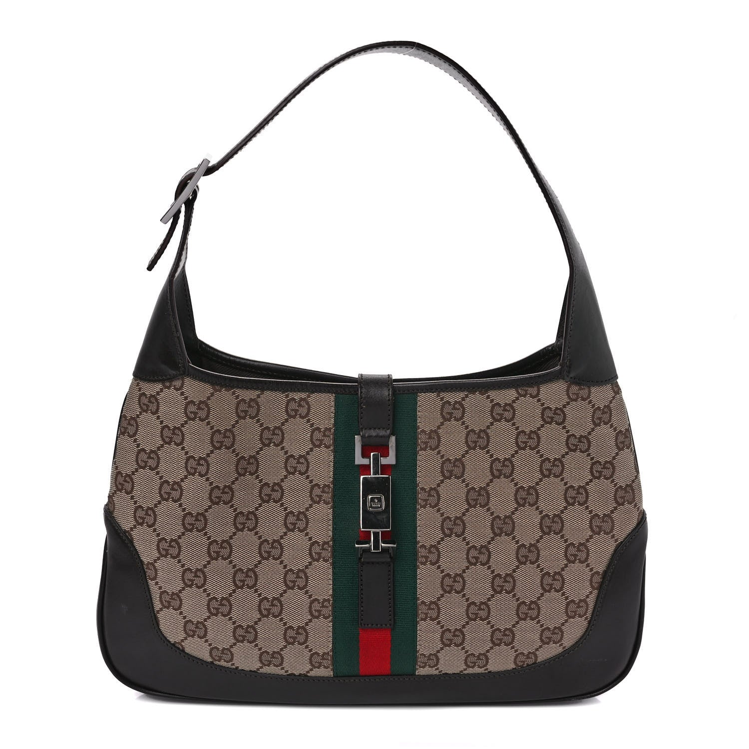 Gucci Monogram Web Jackie O Hobo Dark Brown 1 of 11