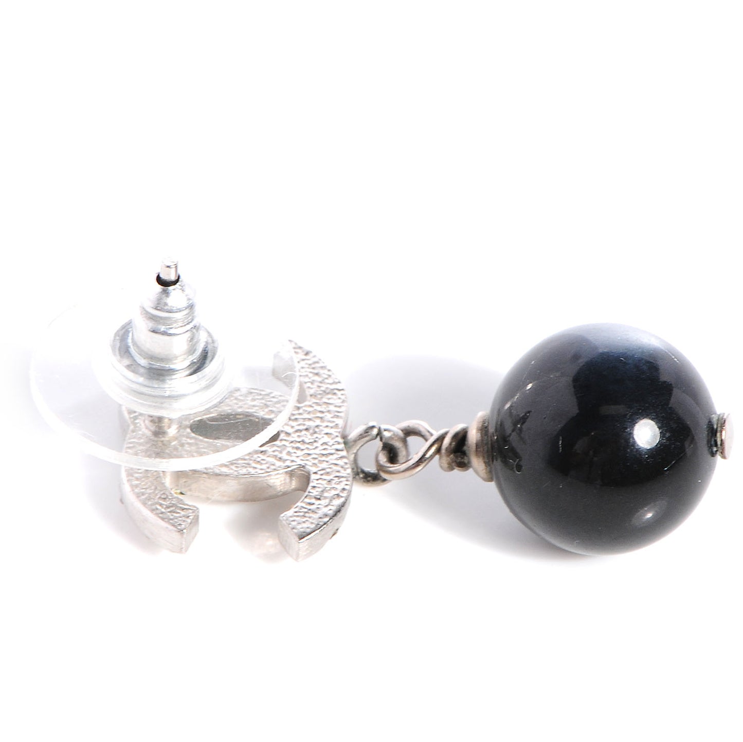 Crystal CC Bead Drop Earrings Black
