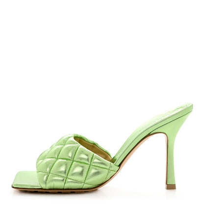 Bottega Veneta Metallic Nappa Reflection Matelasse Padded Mule Sandals 40 Pistachio 1 of 8