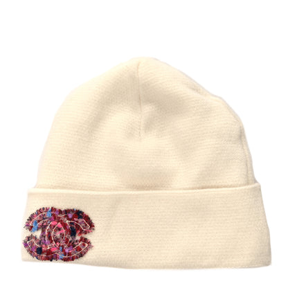Chanel Cashmere CC Beanie Hat Ivory 1 of 4