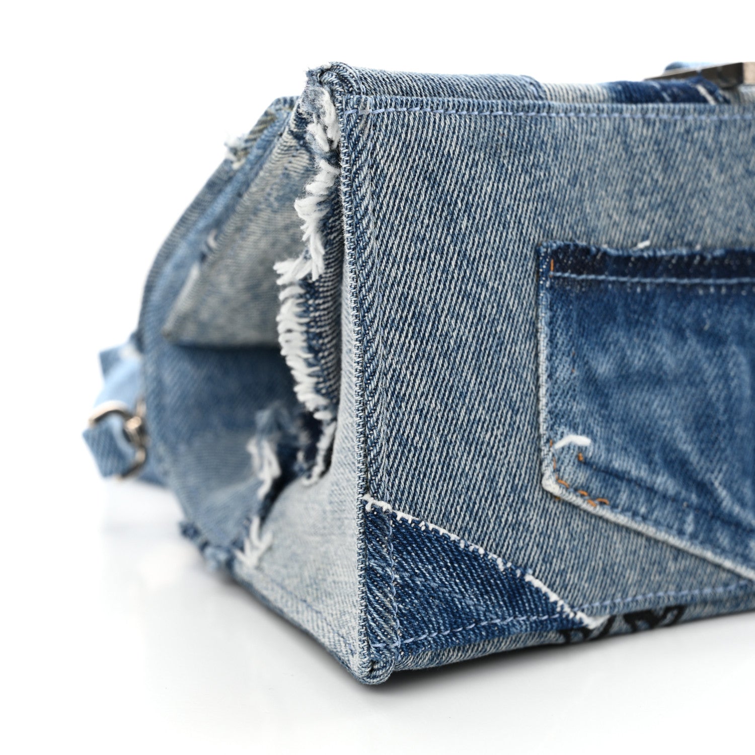 Balenciaga Denim Patchwork Small Hourglass Top Handle Bag Washed Blue 10 of 13