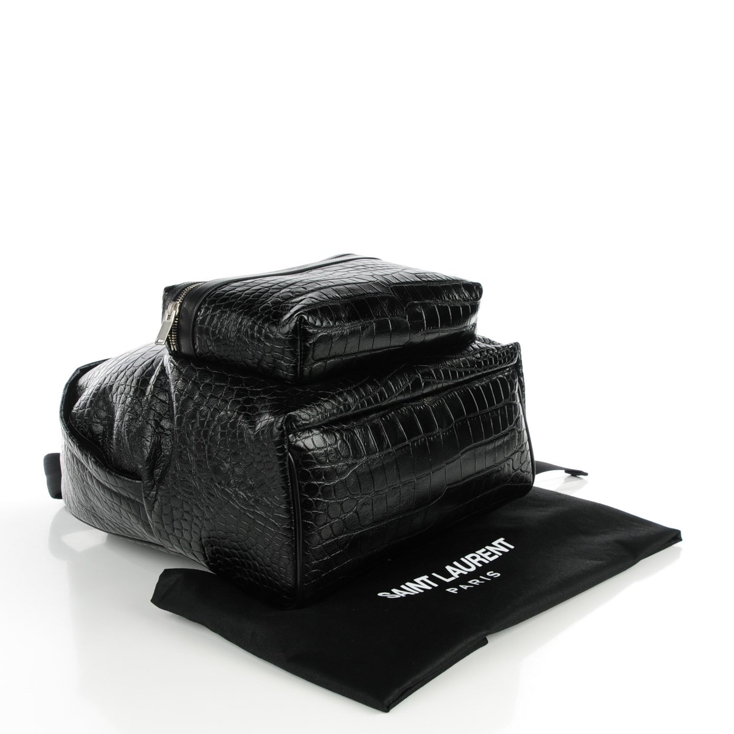 Calfskin Crocodile Embossed Hunting Backpack Black