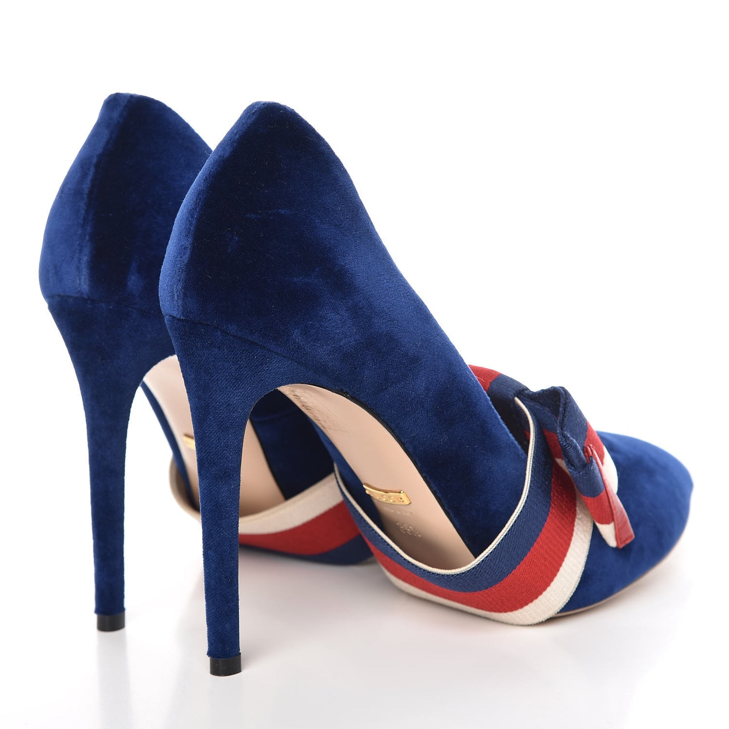 Velvet Removable Web Bow Pumps 39.5 Cobalt