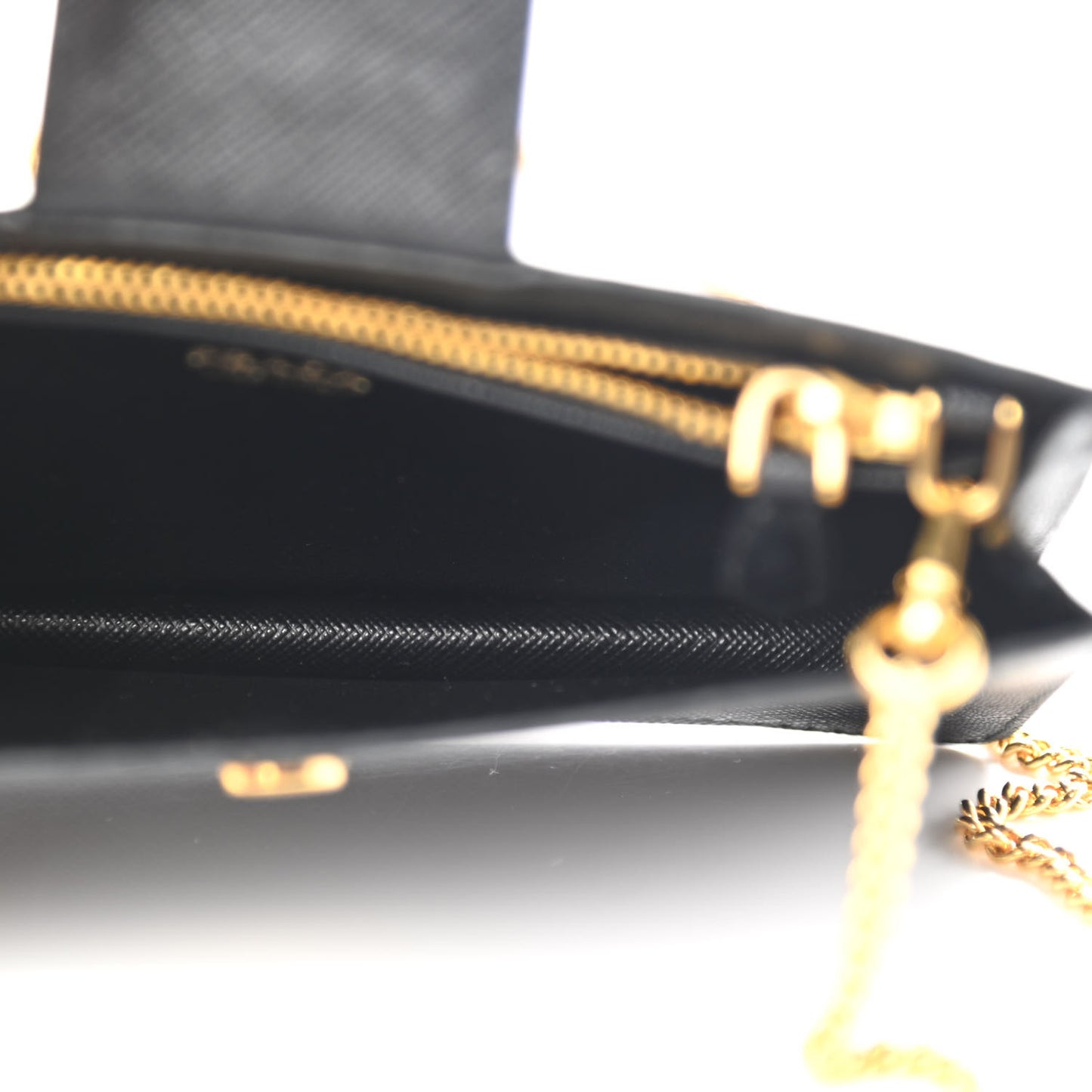Saffiano Mini Chain Wallet Black