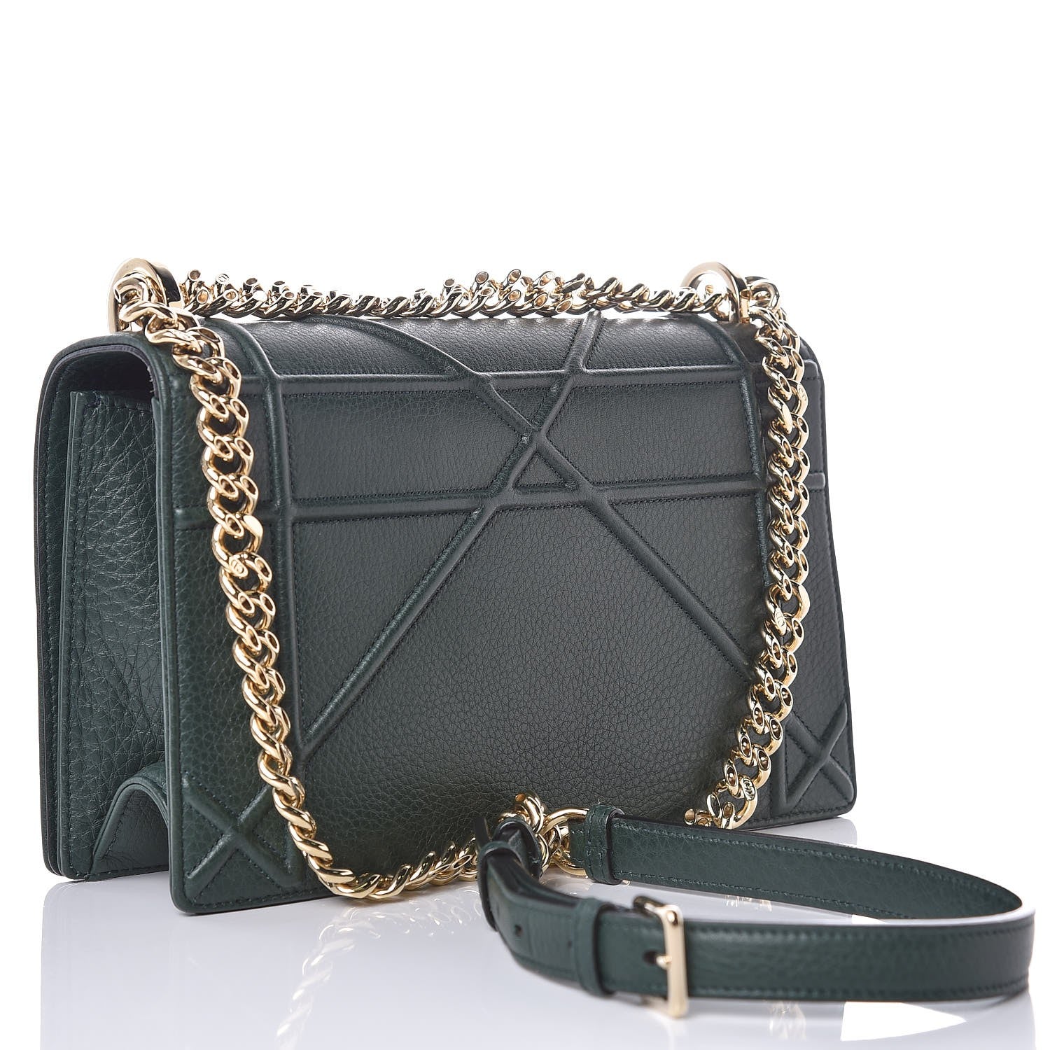 Christian Dior Grained Calfskin Medium Diorama Flap Bag Green 3 of 7