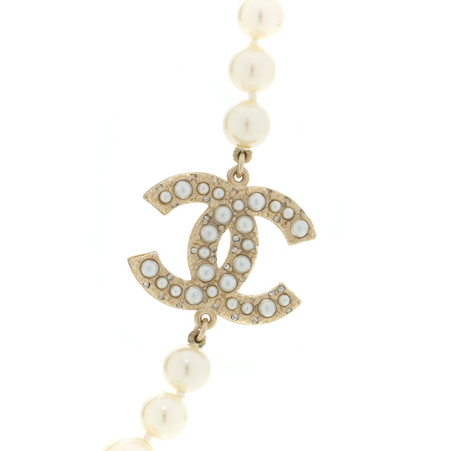 Pearl CC 100th Anniversary Necklace Light Gold